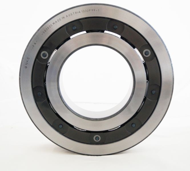 Deep groove ball bearing with outer ring guided solid-steel cage with DLC coating